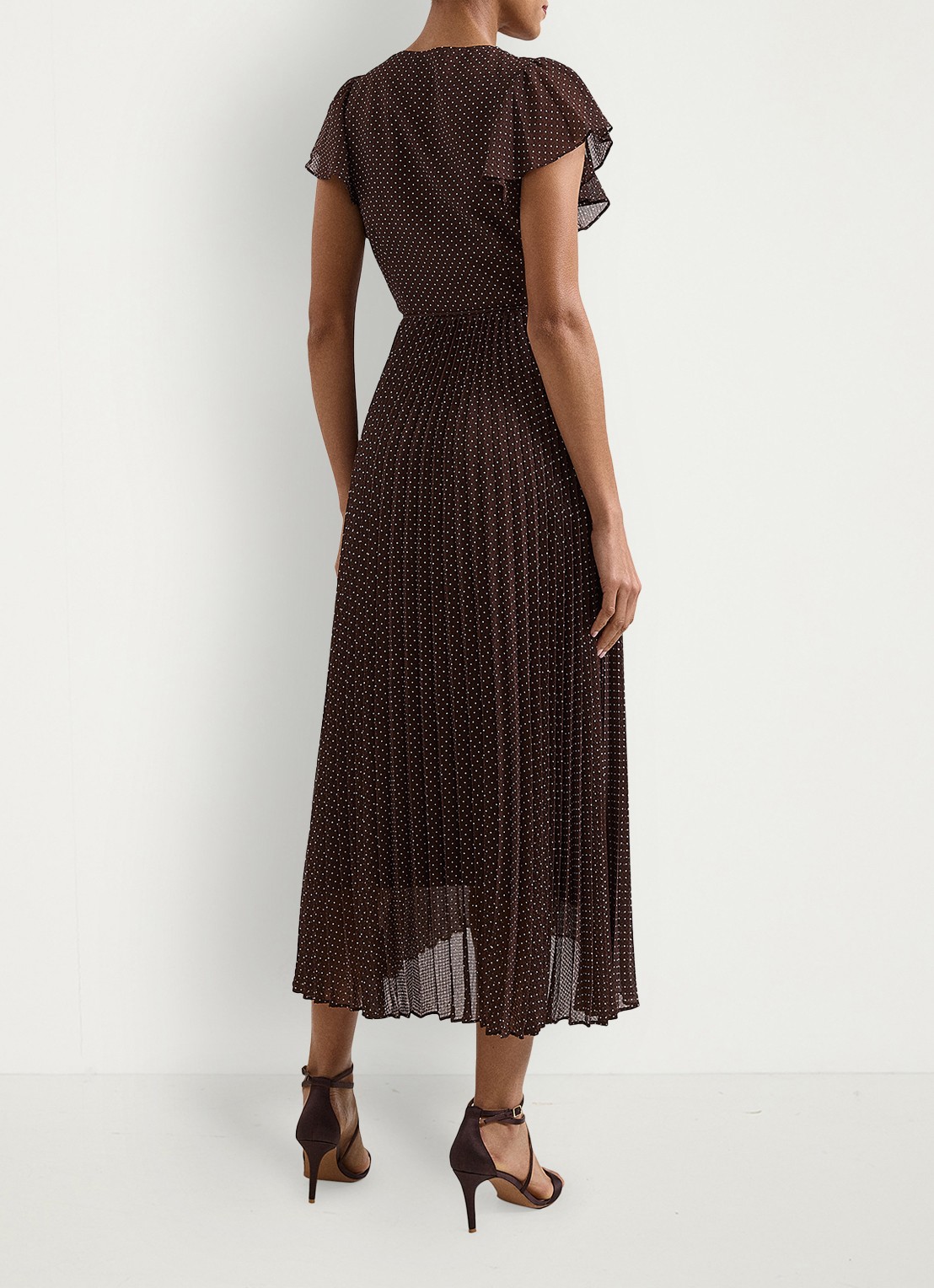 Phase Eight Louisa midi jurk met plooidetail  - achterkant bruin
