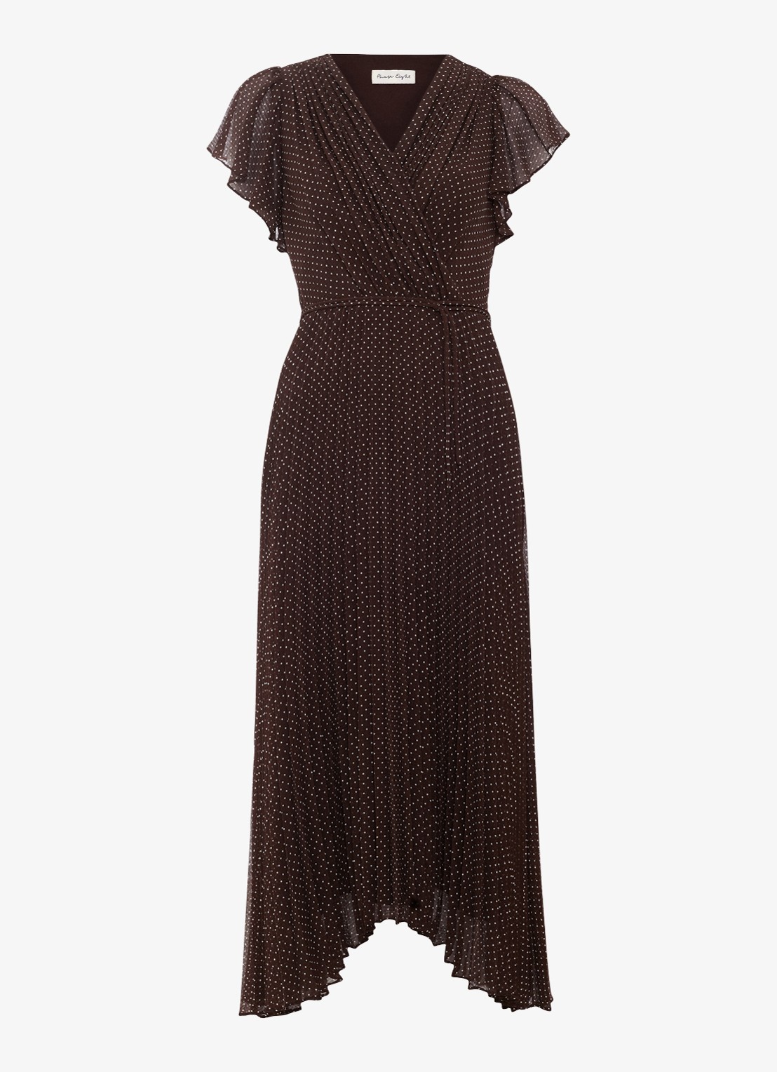 Phase Eight Louisa midi jurk met plooidetail  - voorkant 5 bruin