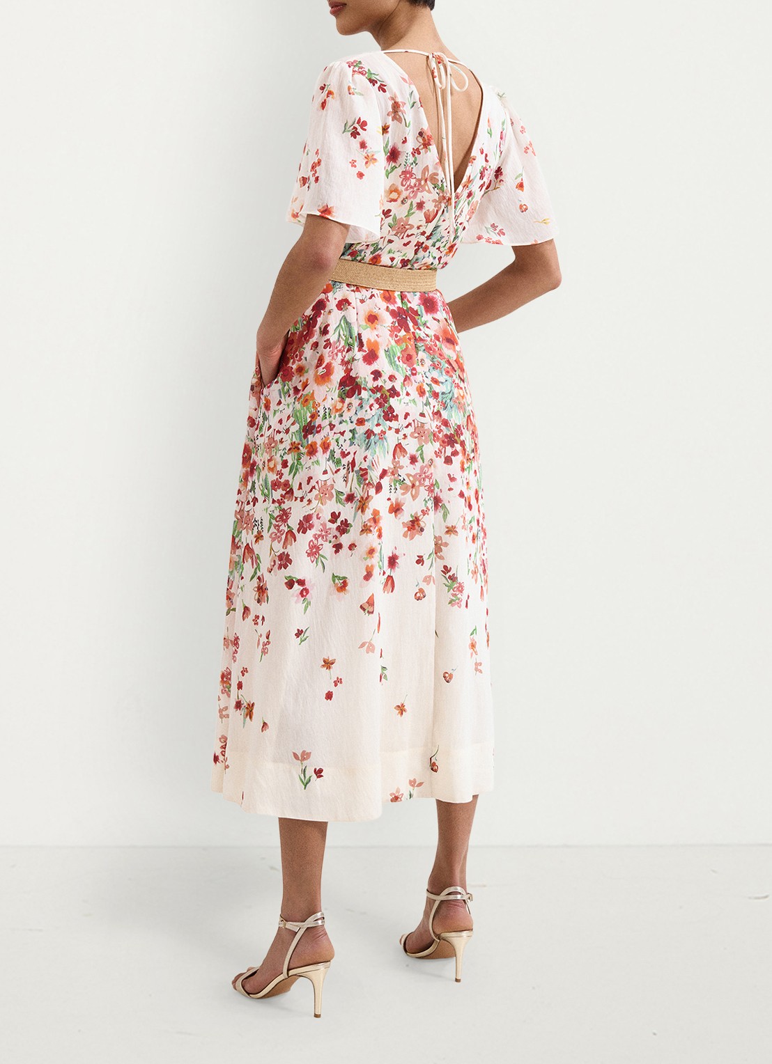 Phase Eight Lovette jurk met bloemenprint - achterkant 7 cream