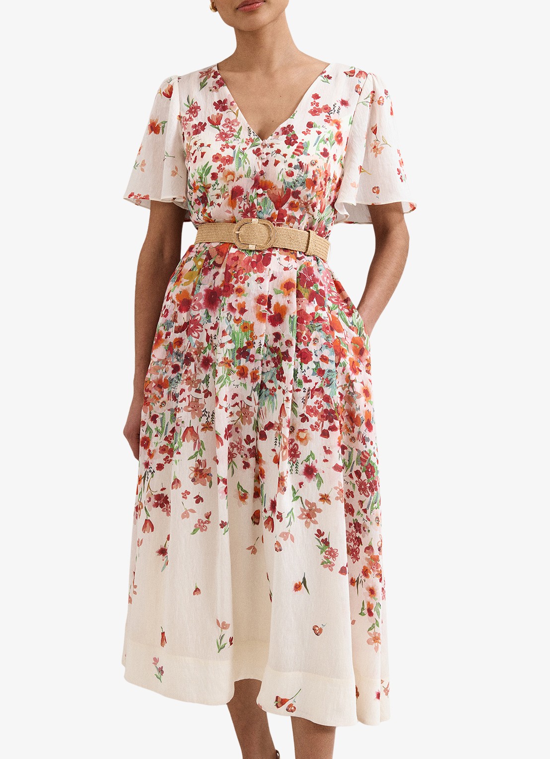 Phase Eight Lovette jurk met bloemenprint - detail 3 cream