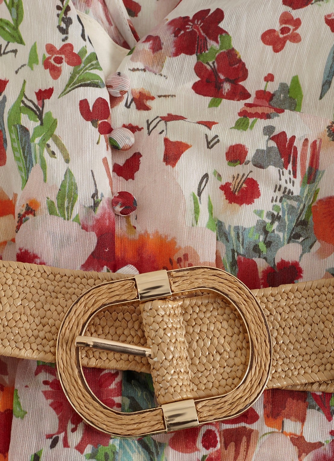 Phase Eight Lovette midi jurk in linnenblend met bloemenprint - detail 8 cream