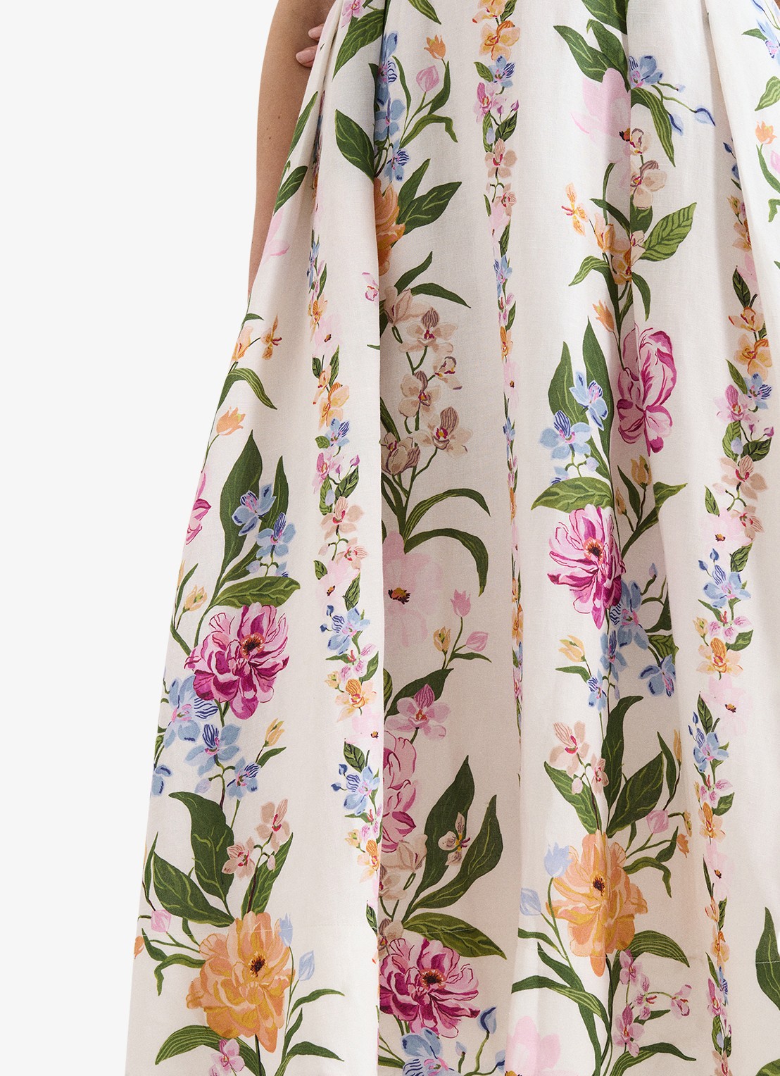 Phase Eight Lucia midi jurk in linnenblend met bloemenprint - detail 5 gebroken wit