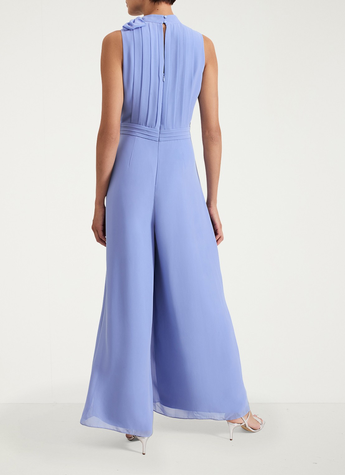 Phase Eight Lucie wide fit jumpsuit van crêpe met sjaalkraag - achterkant 8 donkerblauw