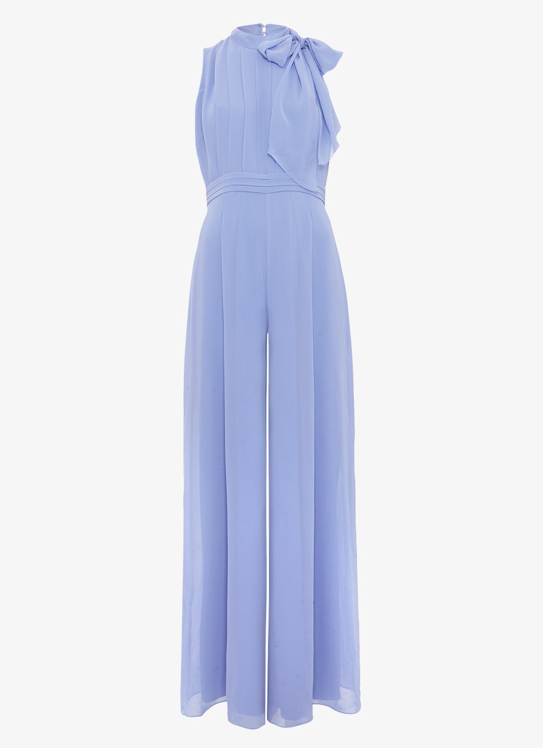 Phase Eight Lucie wide fit jumpsuit van crêpe met sjaalkraag - voorkant donkerblauw