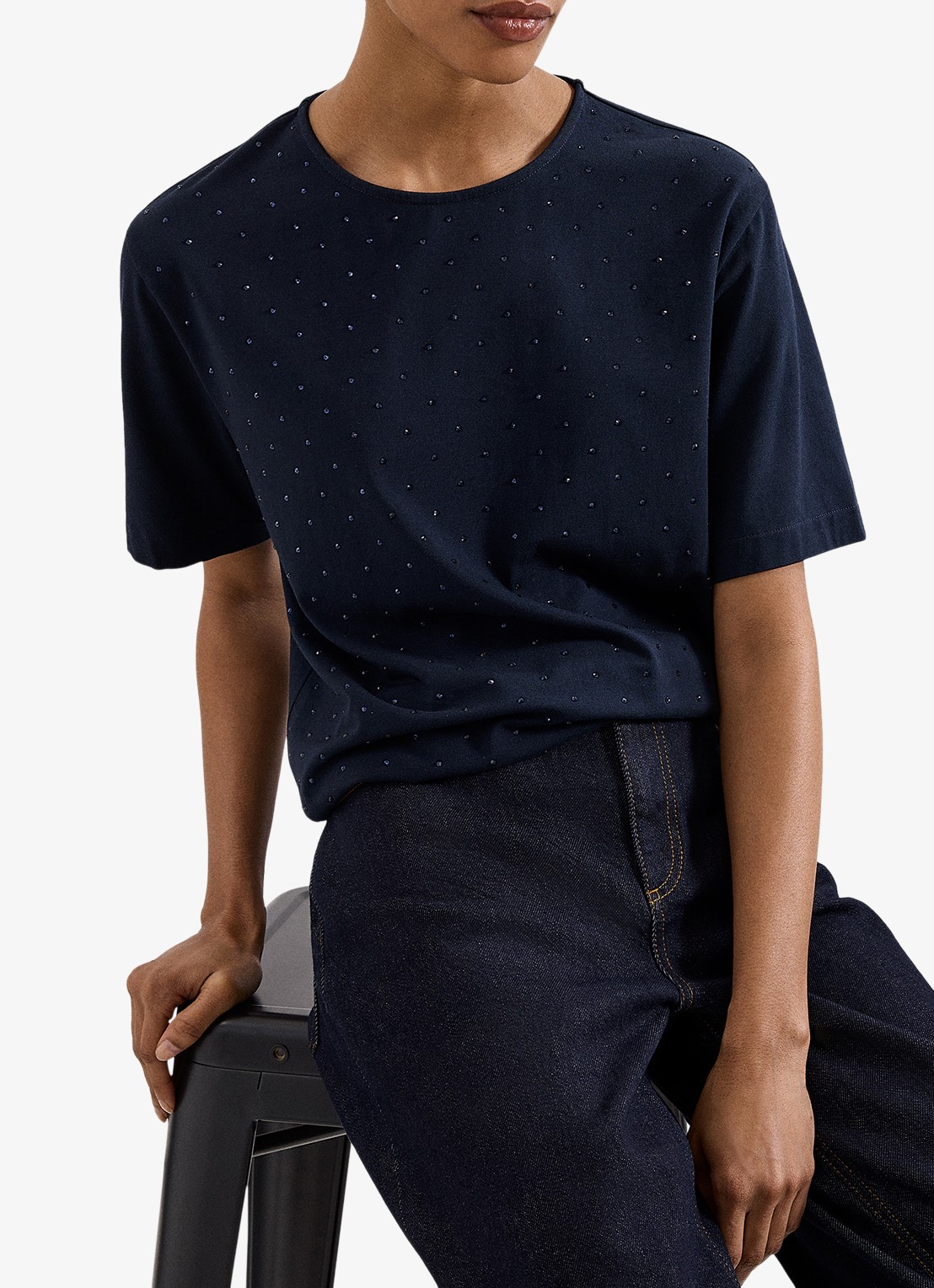Phase Eight Lucienne T-shirt met strass - detail 2 blauw