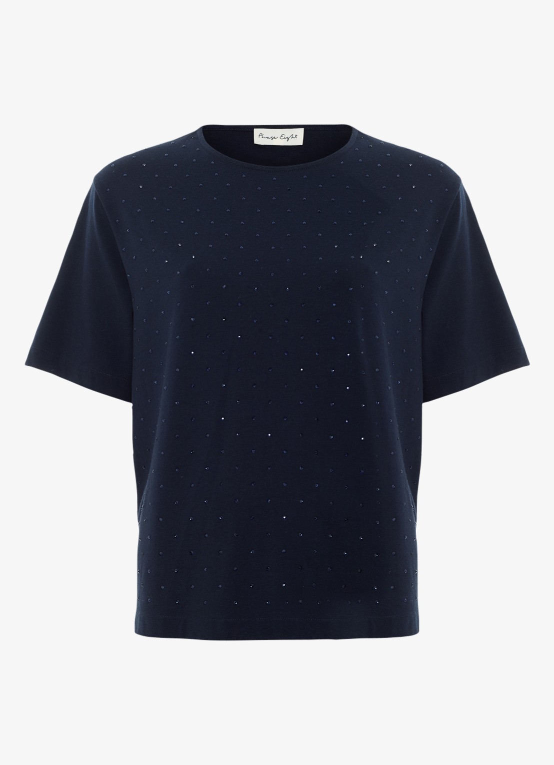 Phase Eight Lucienne T-shirt met strass - voorkant 5 blauw