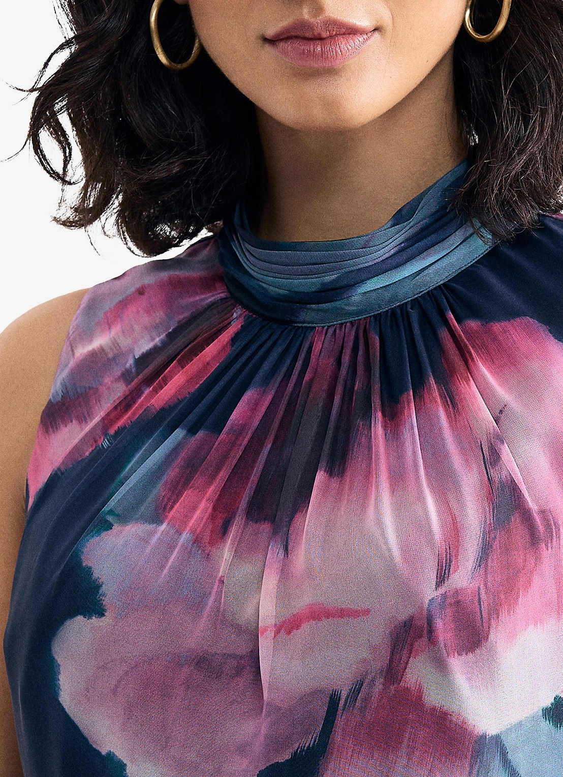 Phase Eight Lucinda midi jurk met bloemenprint en ruches - detail 5 blauw