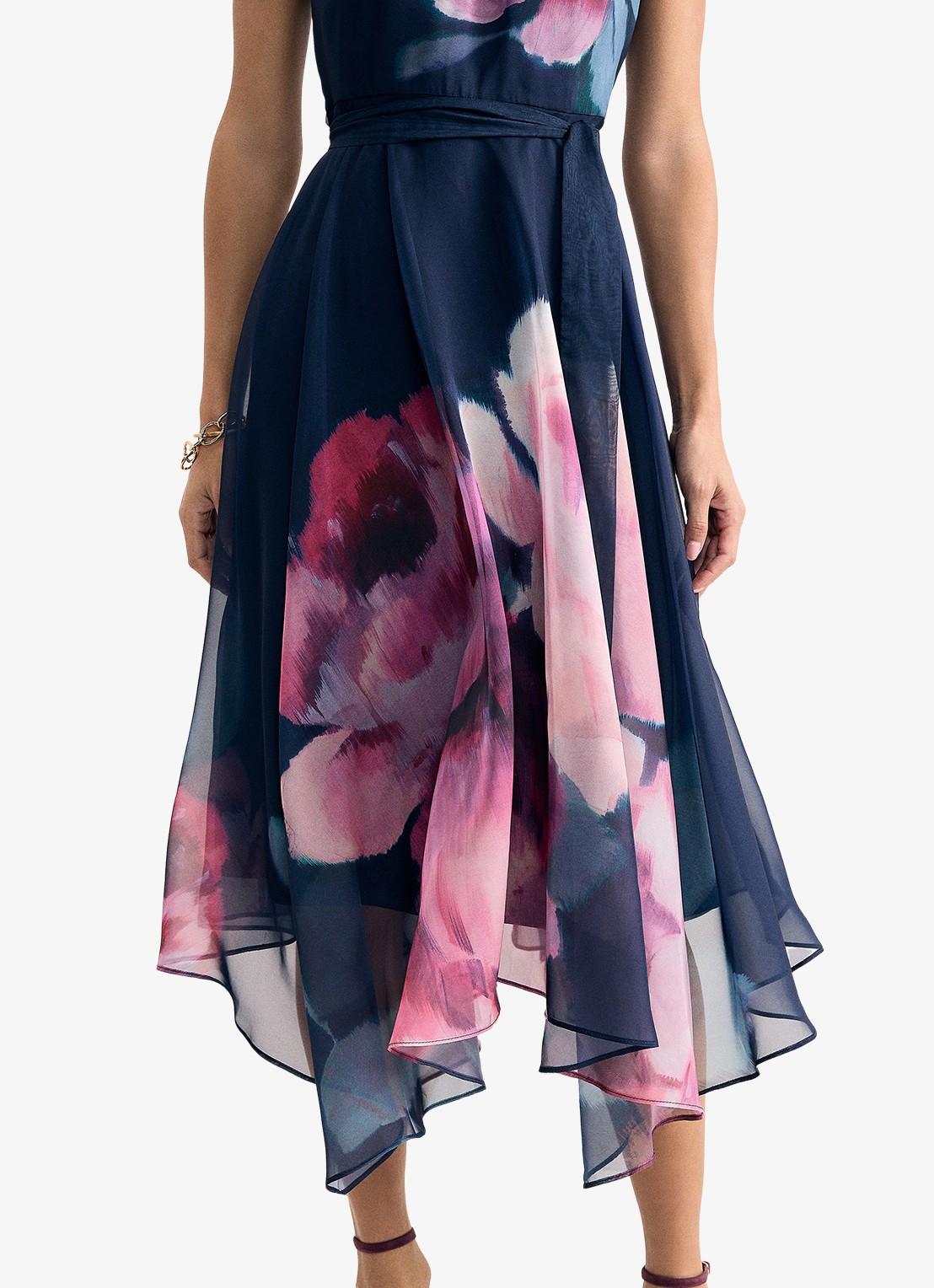 Phase Eight Lucinda midi jurk met bloemenprint en ruches - detail 6 blauw