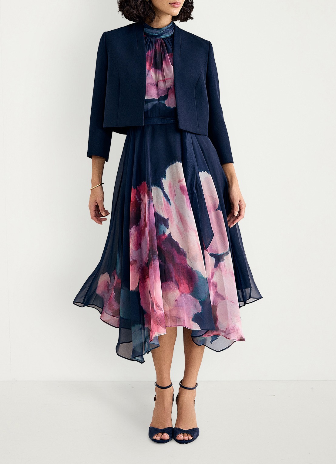 Phase Eight Lucinda midi jurk met bloemenprint en ruches - detail 8 blauw