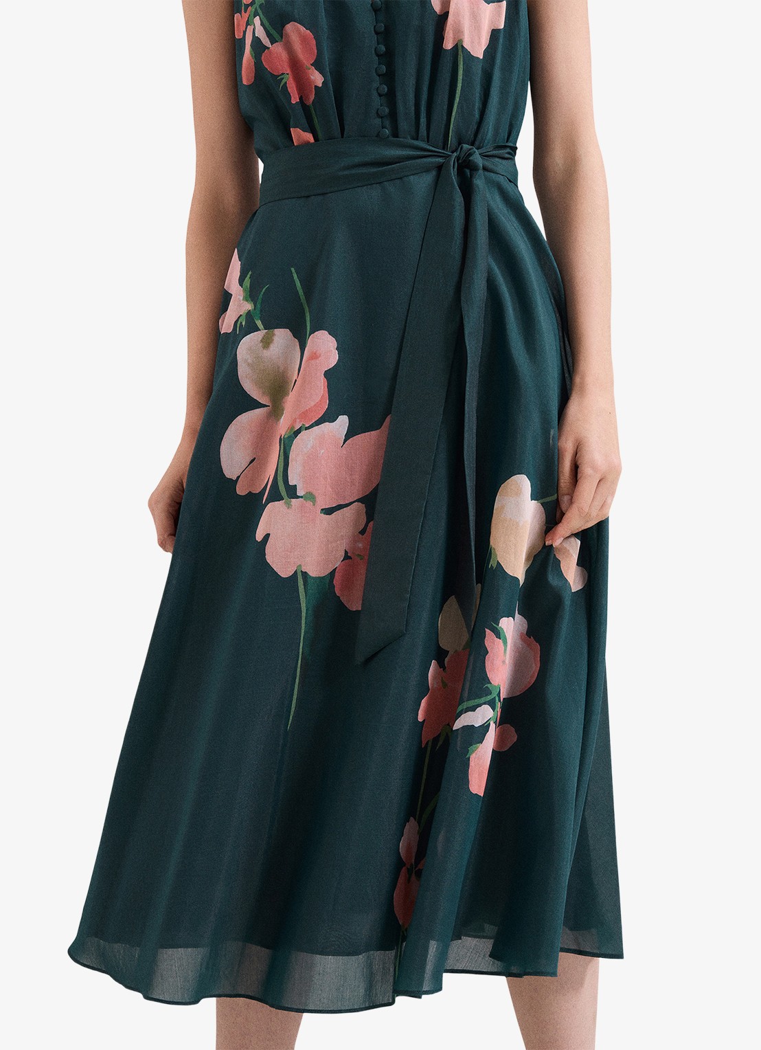 Phase Eight Lucinda midi jurk met bloemenprint - detail 7 zeegroen