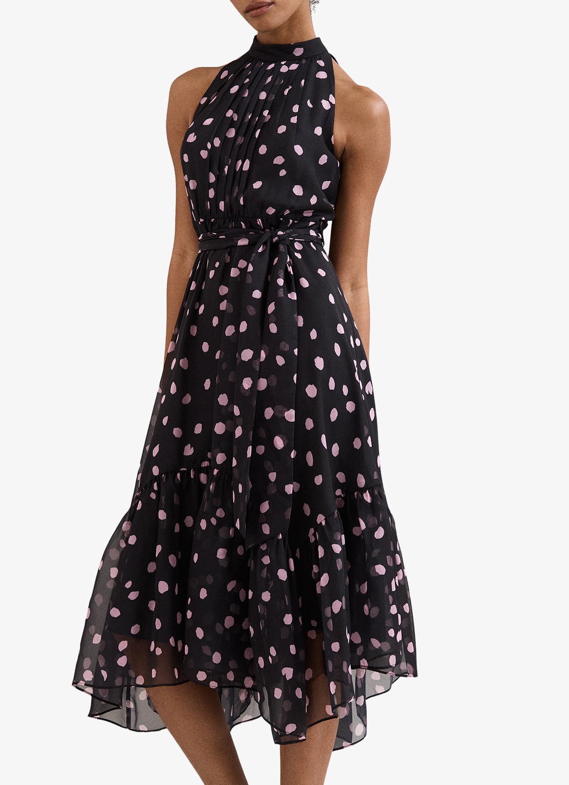 Phase Eight Lucinda midi jurk met stippenprint - detail zwart