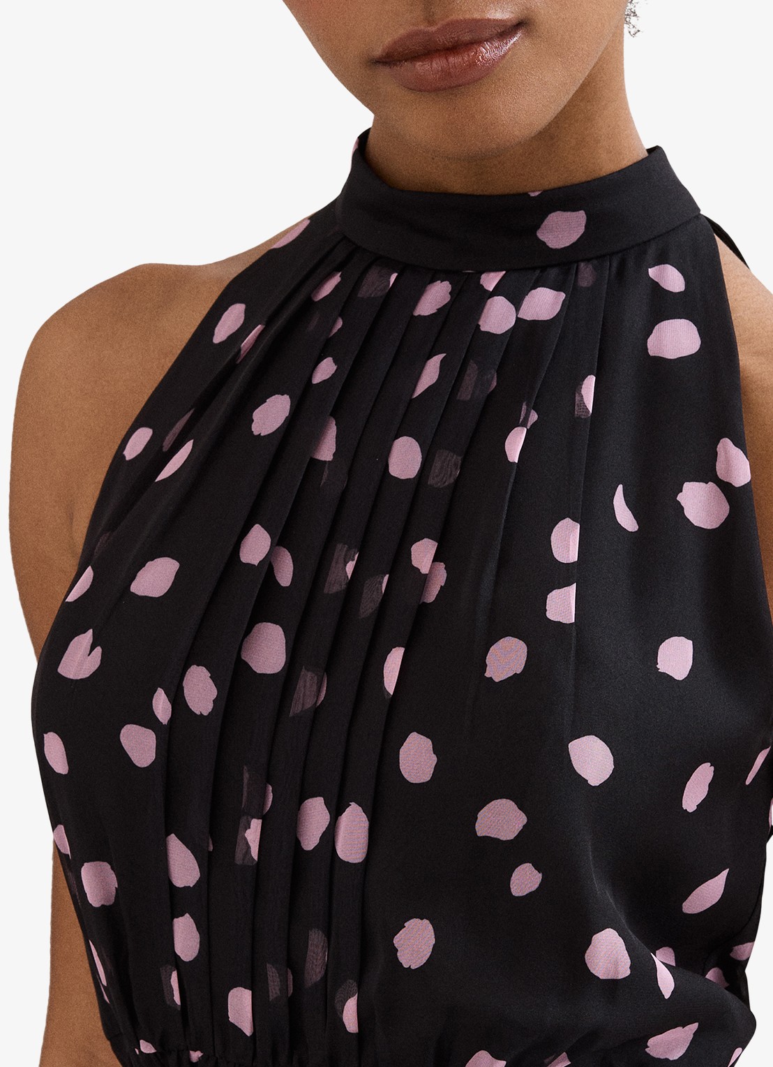 Phase Eight Lucinda midi jurk met stippenprint - detail 2 zwart