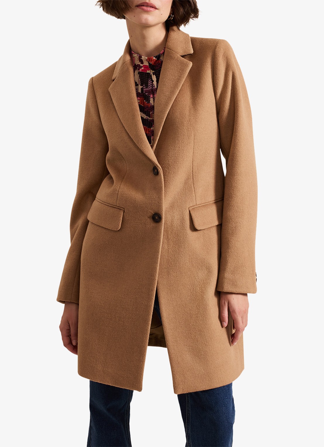 Phase Eight Lydia mantel in wolblend - detail camel