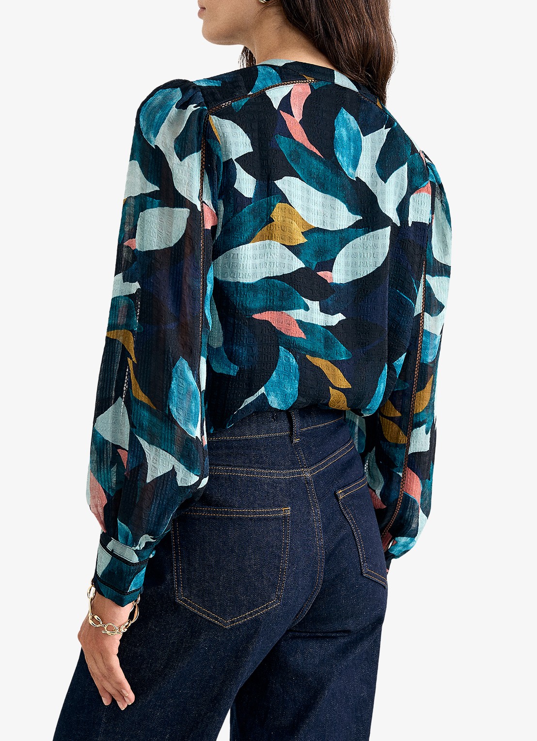 Phase Eight Lyla blouse met grafische print en ballonmouw - achterkant 6 multicolor
