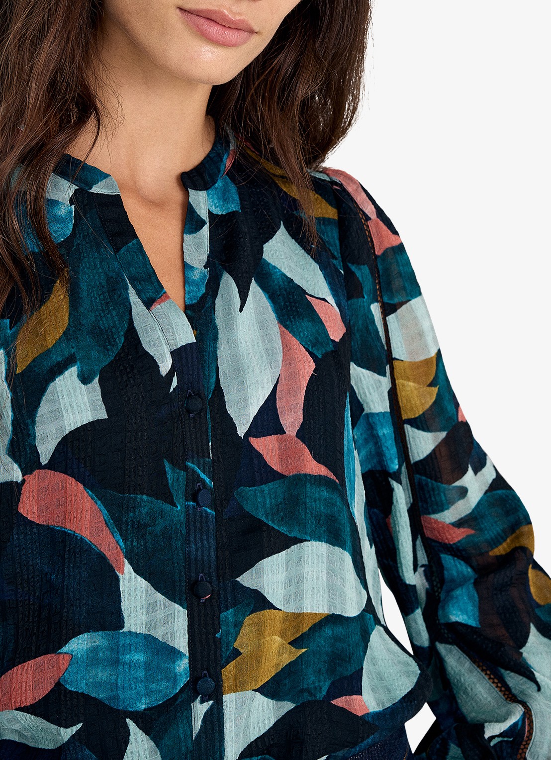 Phase Eight Lyla blouse met grafische print en ballonmouw - detail 2 multicolor