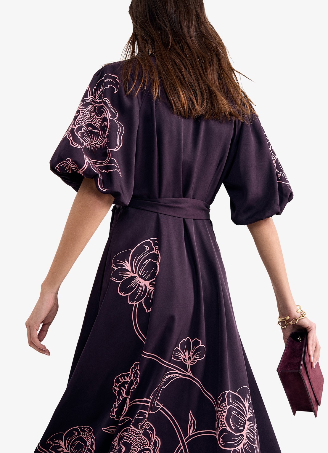 Phase Eight Mabel midi jurk met grafische print - detail 3 paars