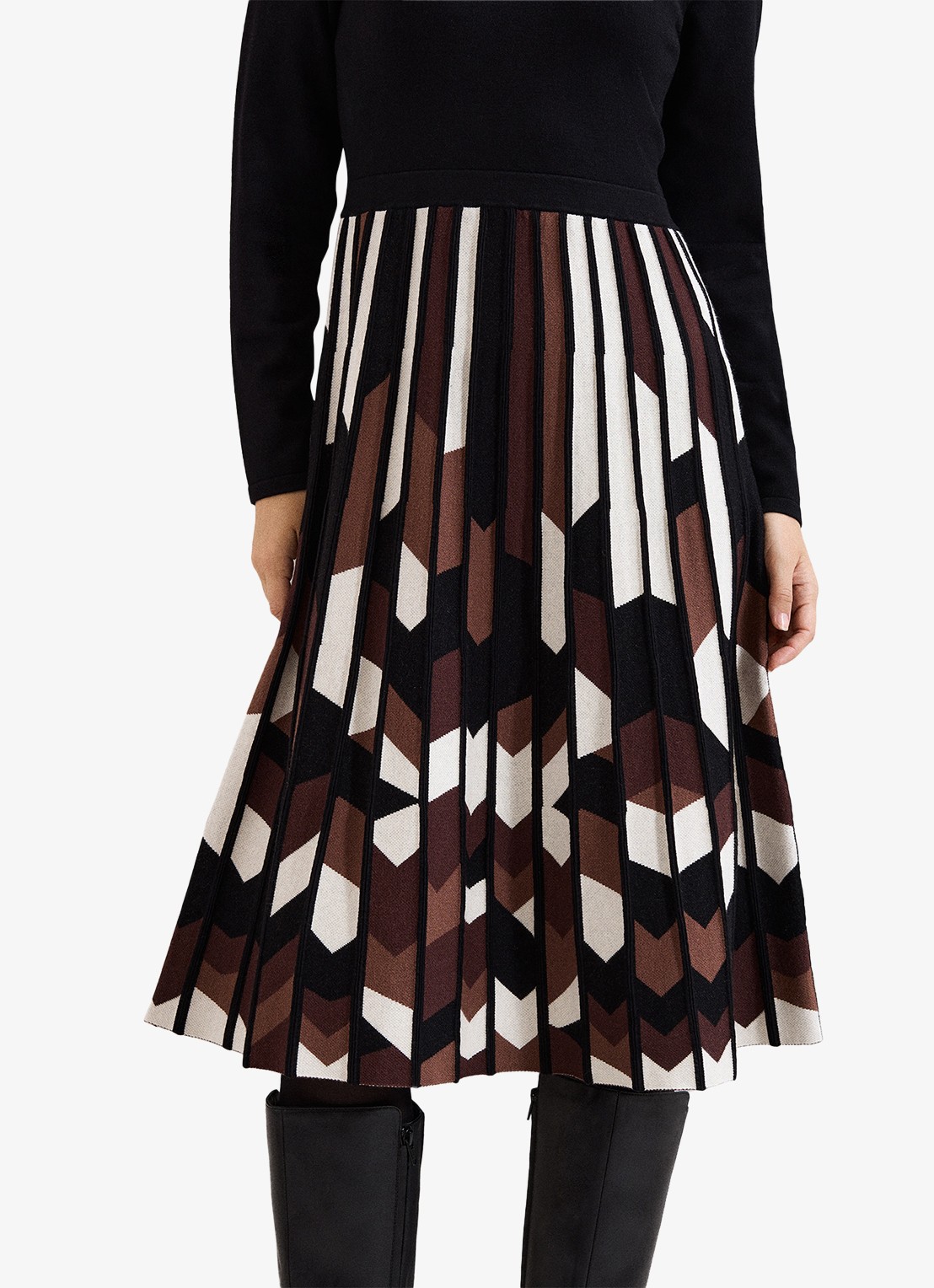 Phase Eight Maci midi jurk met grafische print - detail 4 bruin