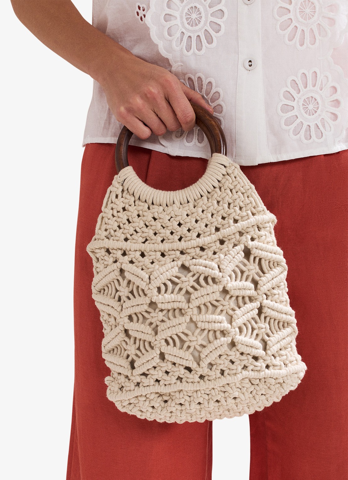Phase Eight Macrame handtas  - voorkant 2 ivoor