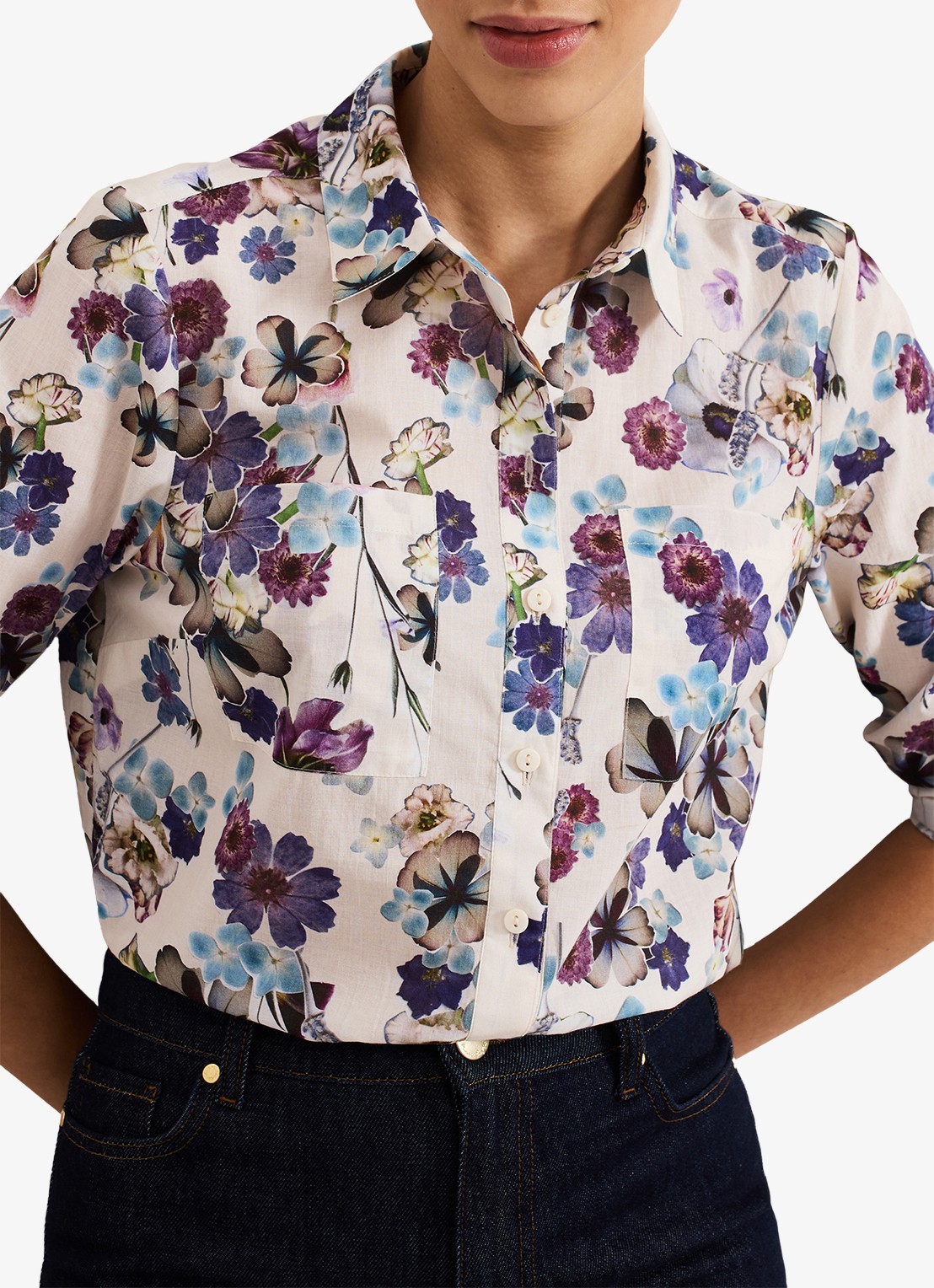 Phase Eight Maddelena blouse met print - detail 5 lichtroze