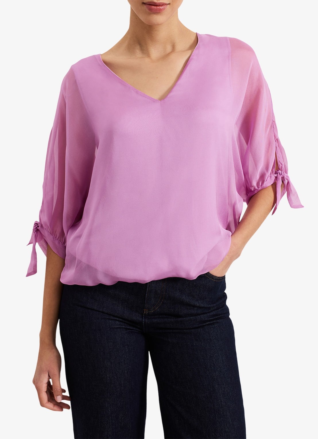 Phase Eight Madison tuniek van zijde - detail 4 roze