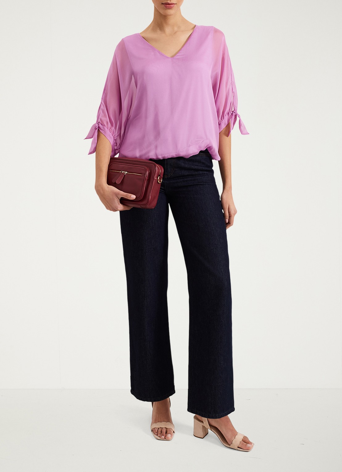 Phase Eight Madison tuniek van zijde - voorkant 3 roze