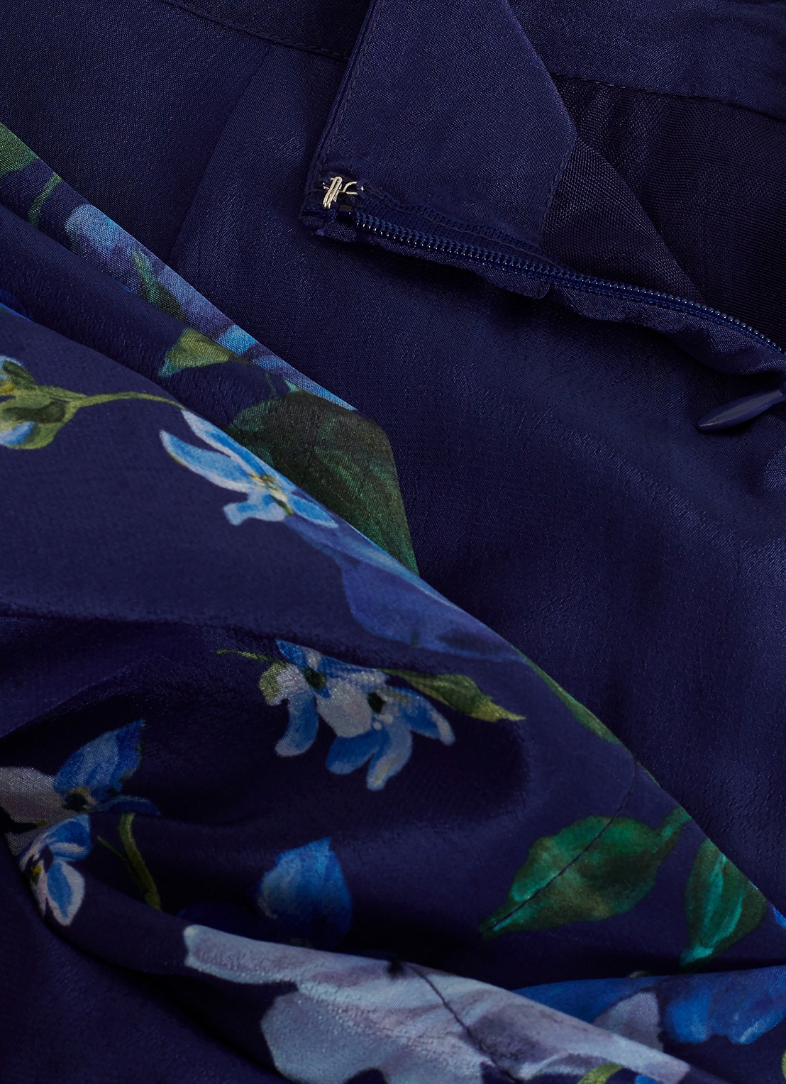 Phase Eight Maeve midi rok met bloemenprint - detail 7 donkerblauw