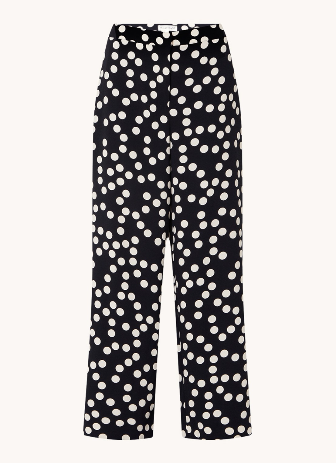 Phase Eight Mairead high waist wide fit pantalon met stippenprint - voorkant 3 donkerblauw