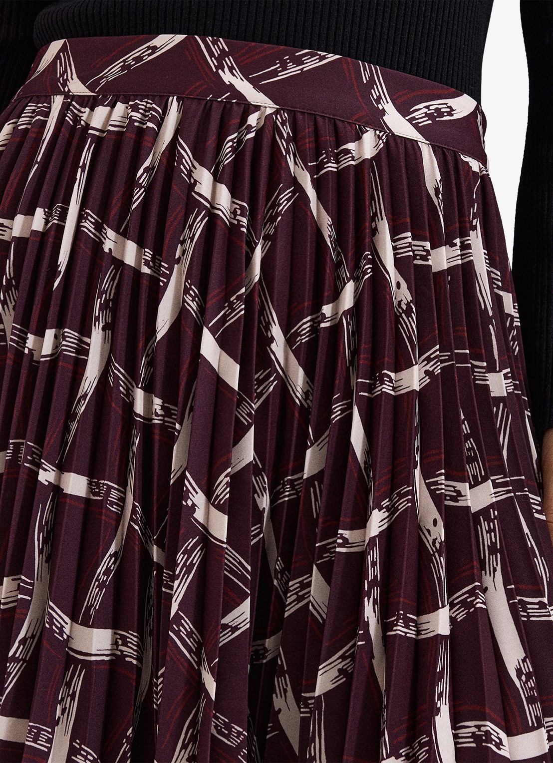 Phase Eight  Mairi mini plooirok met grafische print - detail 3 donkerrood