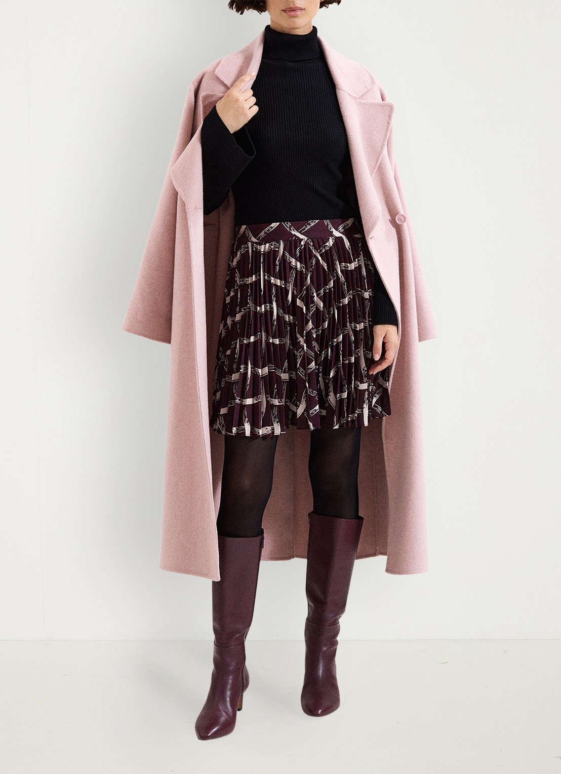 Phase Eight  Mairi mini plooirok met grafische print - detail 5 donkerrood
