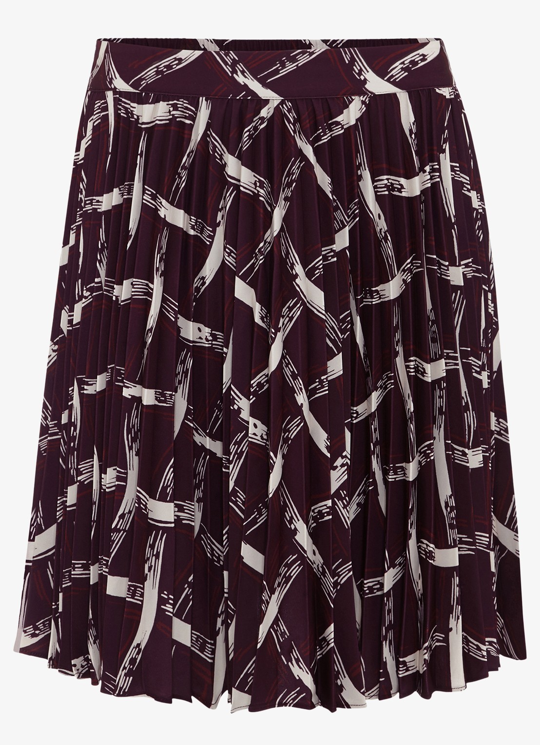 Phase Eight  Mairi mini plooirok met grafische print - voorkant 7 donkerrood