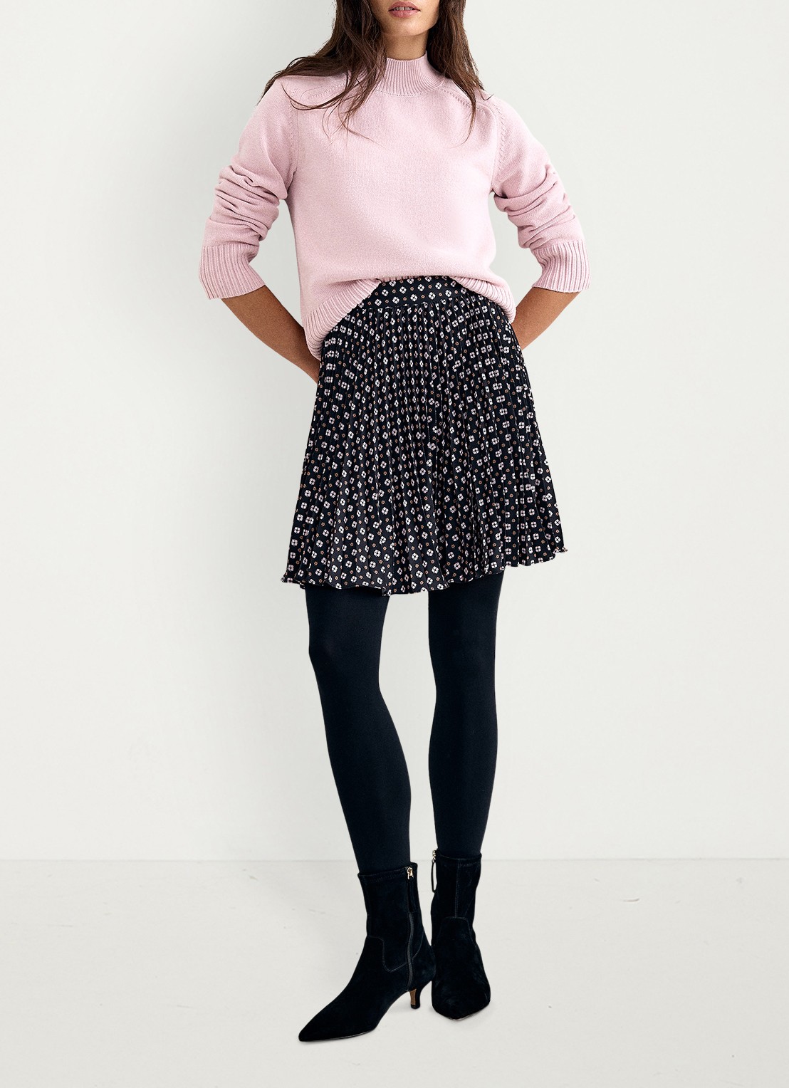 Phase Eight Mairi mini rok met grafische print - voorkant 8 zwart