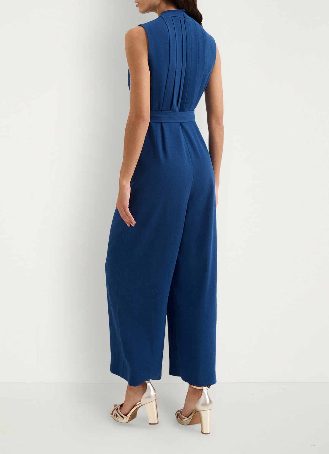 Phase Eight Maisley wide fit jumpsuit met strikceintuur - achterkant 3 donkerblauw