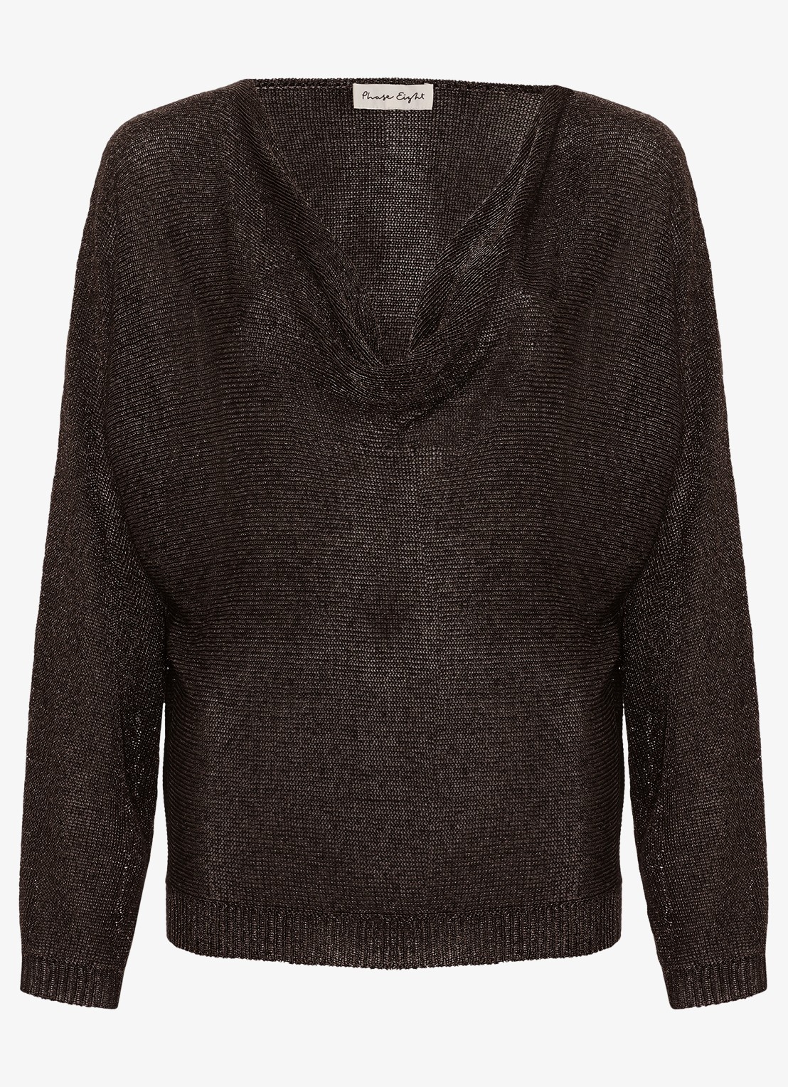 Phase Eight Malti fijngebreide trui met lurex - voorkant 4 zwart