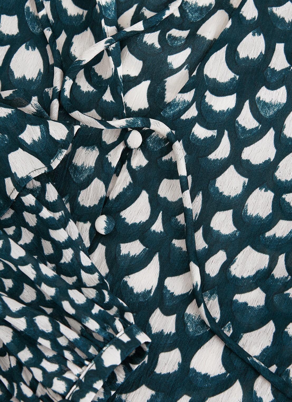 Phase Eight Manon blouse met print en ruches - detail 5 zeegroen