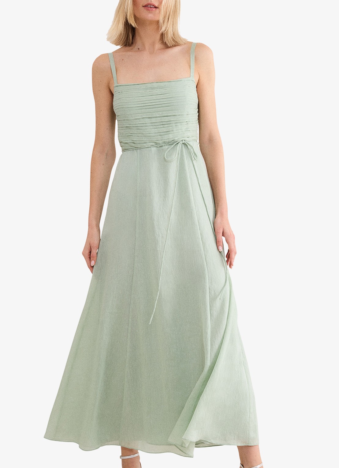Phase Eight Marcie Green maxi jurk met plooien - detail 3 lindegroen