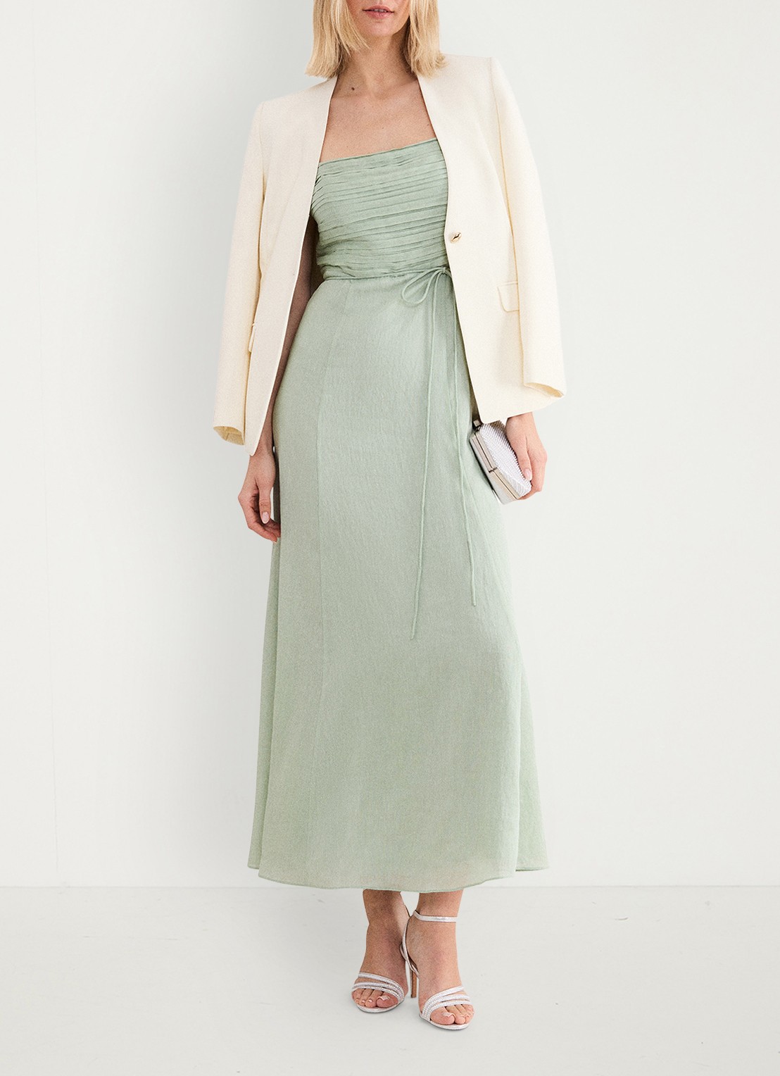 Phase Eight Marcie Green maxi jurk met plooien - detail 4 lindegroen