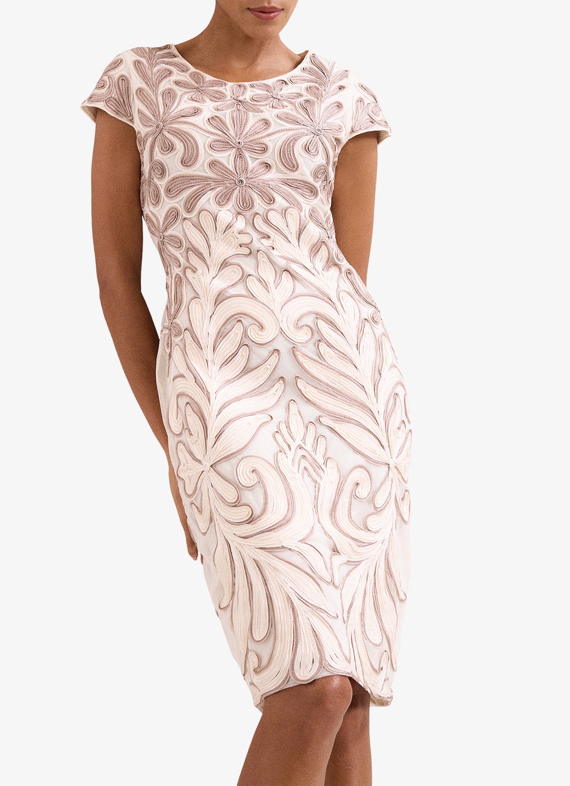 Phase Eight Margaret mini jurk met applicatie  - detail 4 beige