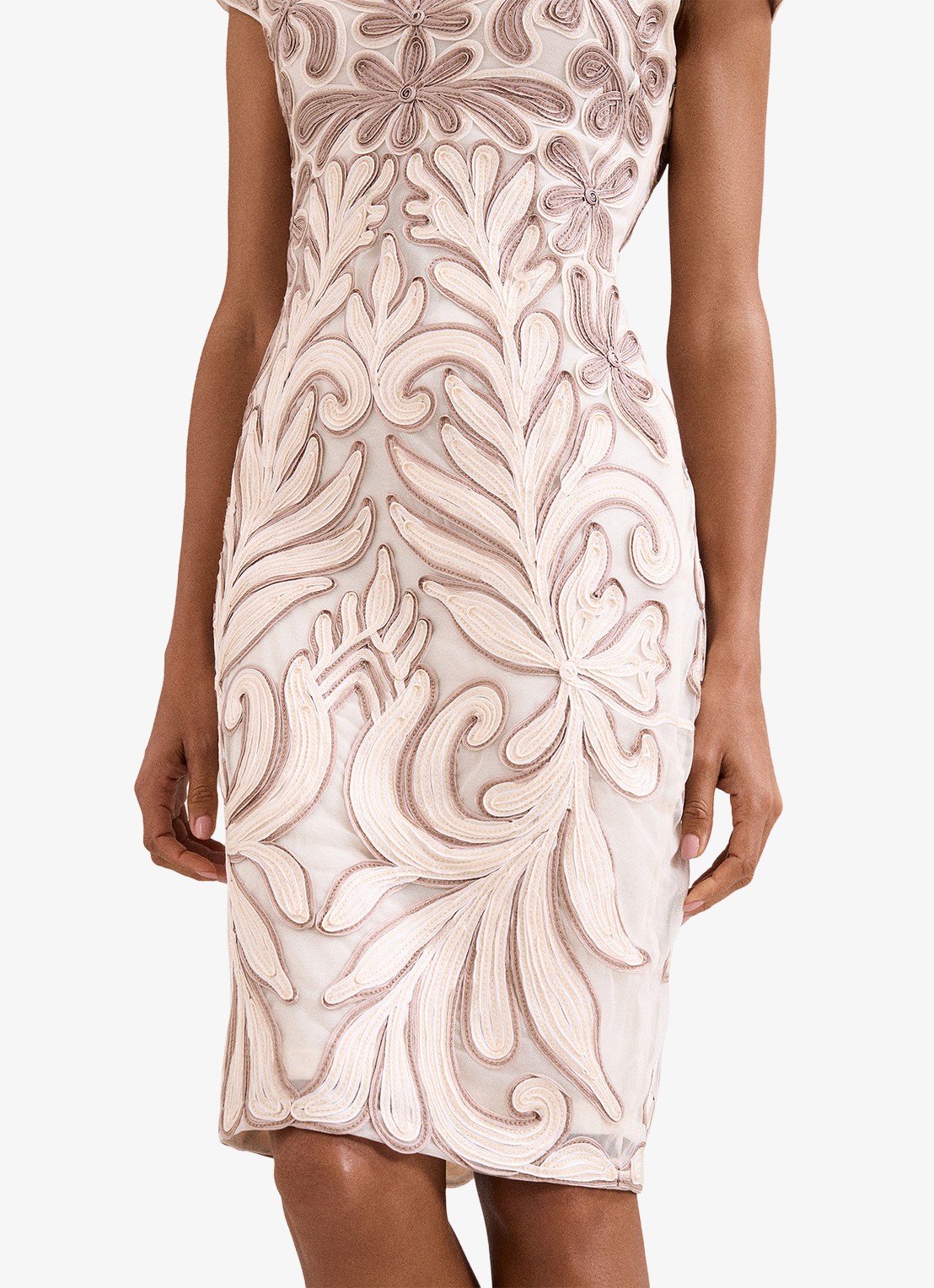 Phase Eight Margaret mini jurk met applicatie  - detail 7 beige