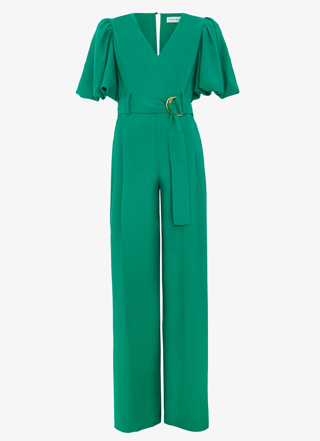 Phase Eight Margot wide fit jumpsuit met ceintuur en V-hals - voorkant 7 groen