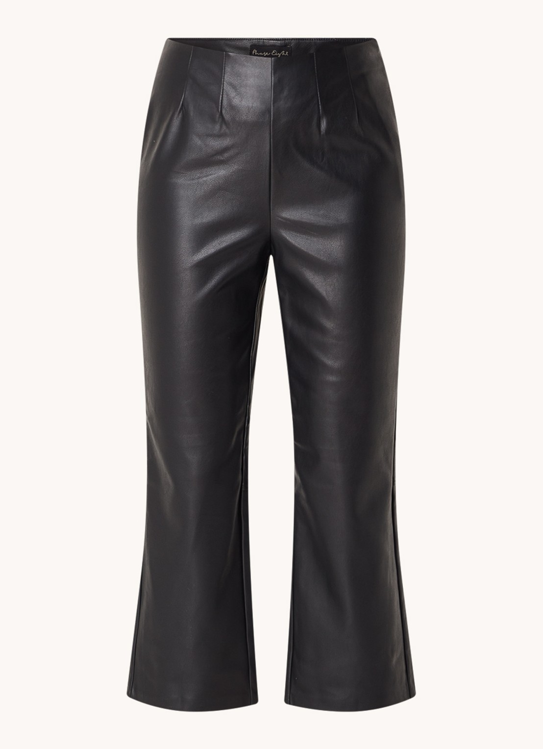 Phase Eight Marielle high waist cropped flared fit broek van imitatieleer - voorkant 4 zwart