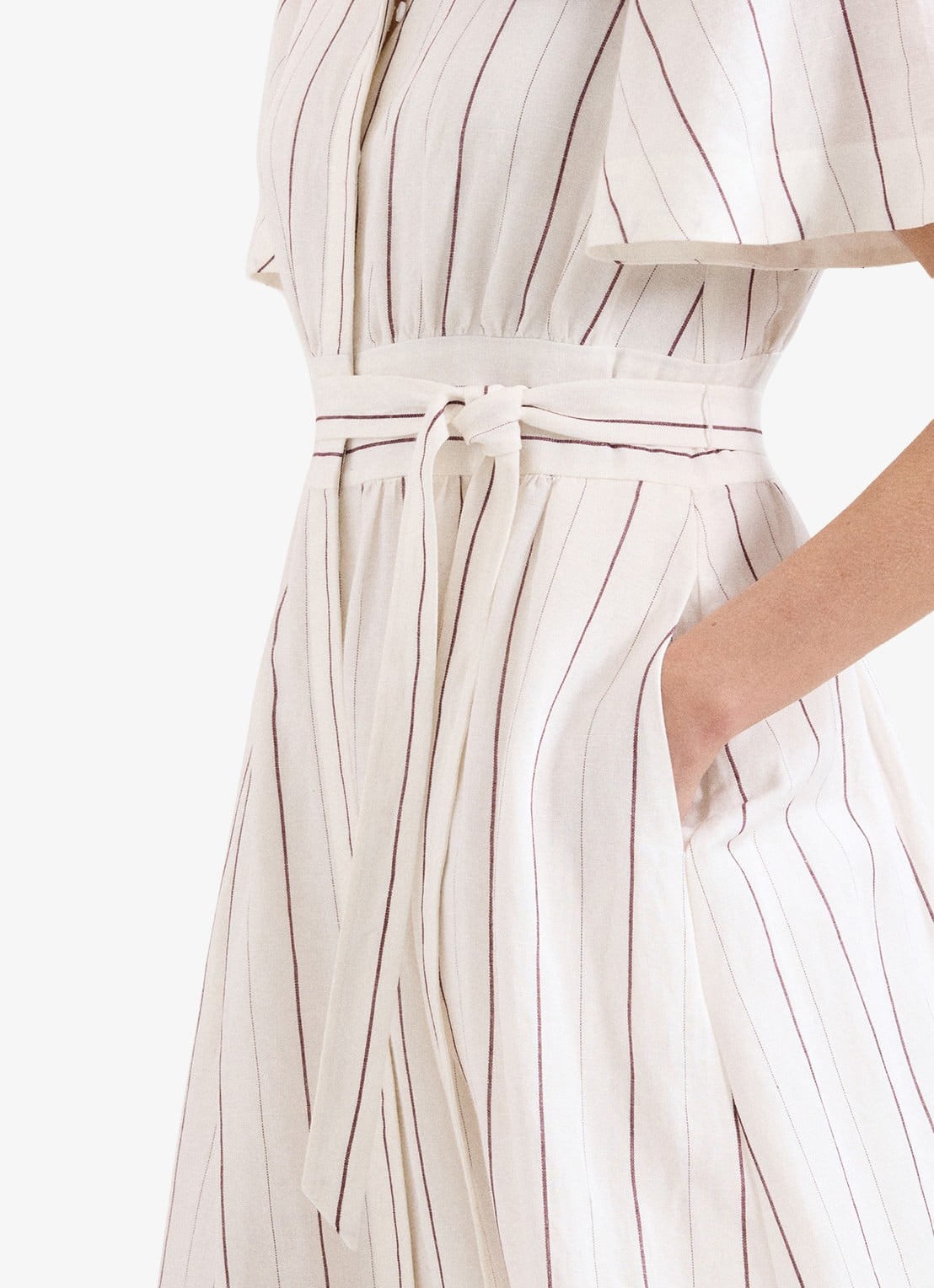 Phase Eight Marielle midi jurk in linnenblend met streepprint - detail 6 wit