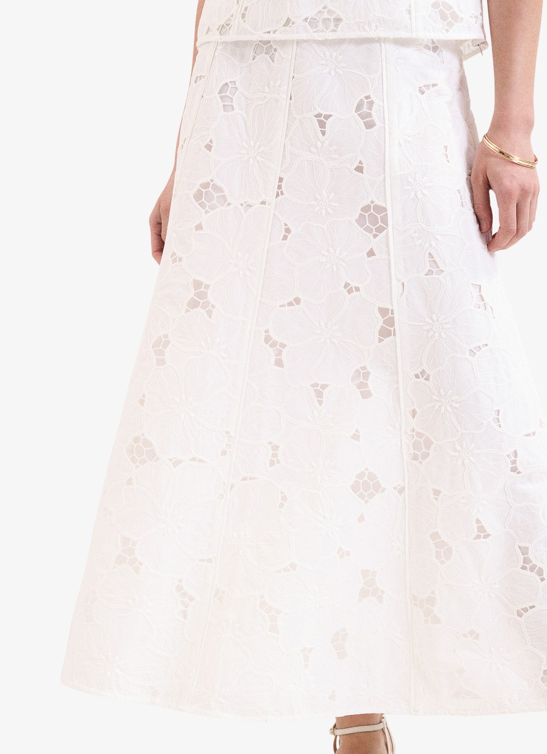 Phase Eight Marina maxi rok met broderie - detail 2 ivoor
