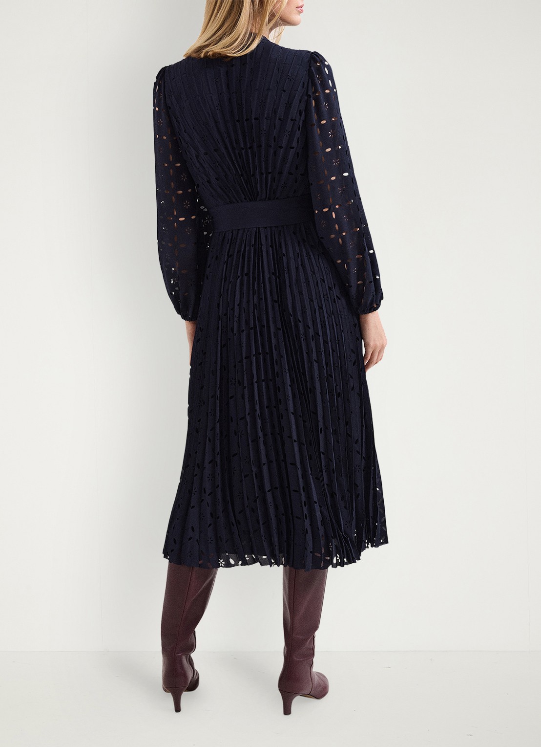 Phase Eight Marina midi jurk met grafische print - achterkant blauw
