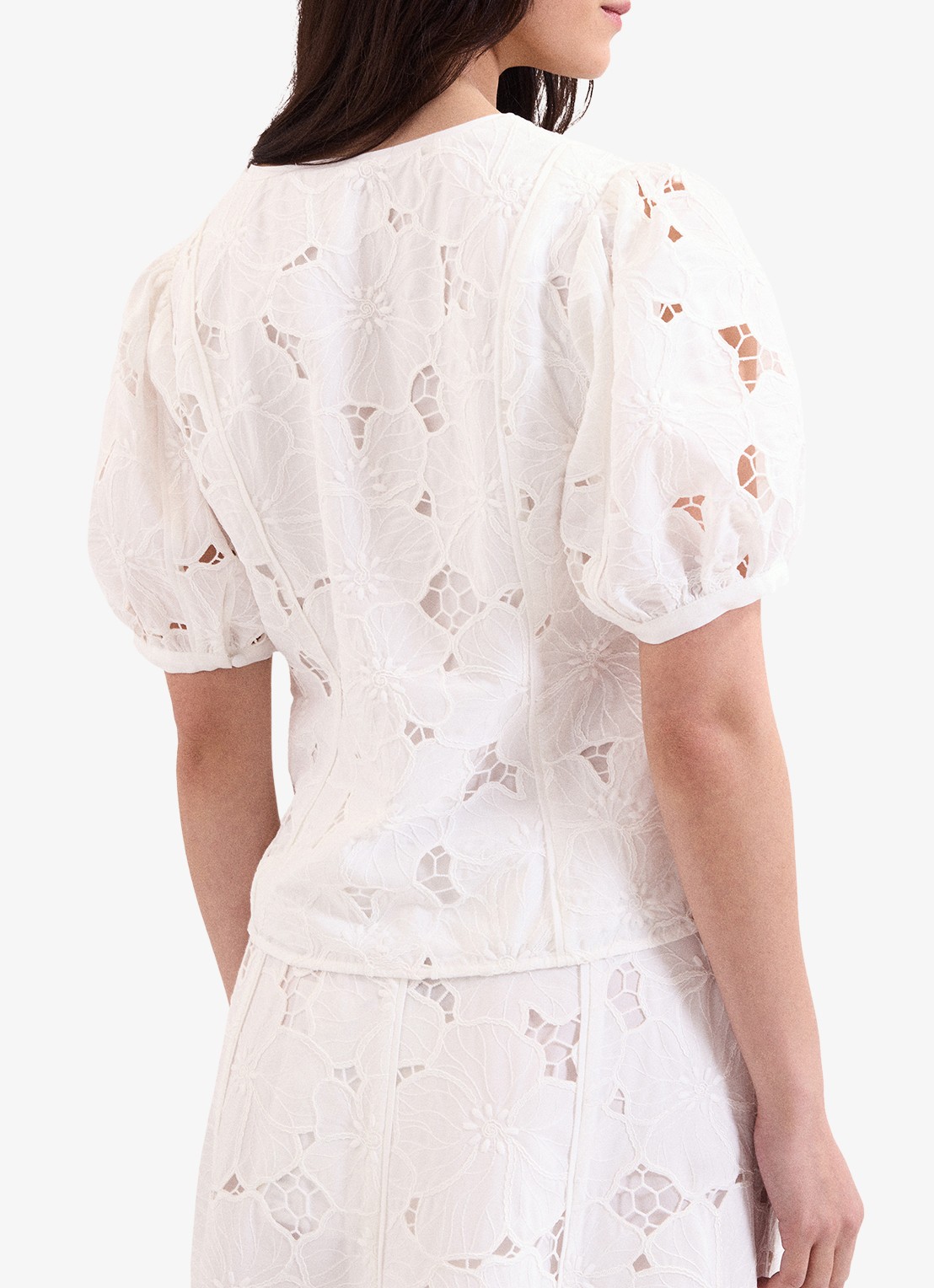 Phase Eight Marina top met broderie - achterkant 5 ivoor