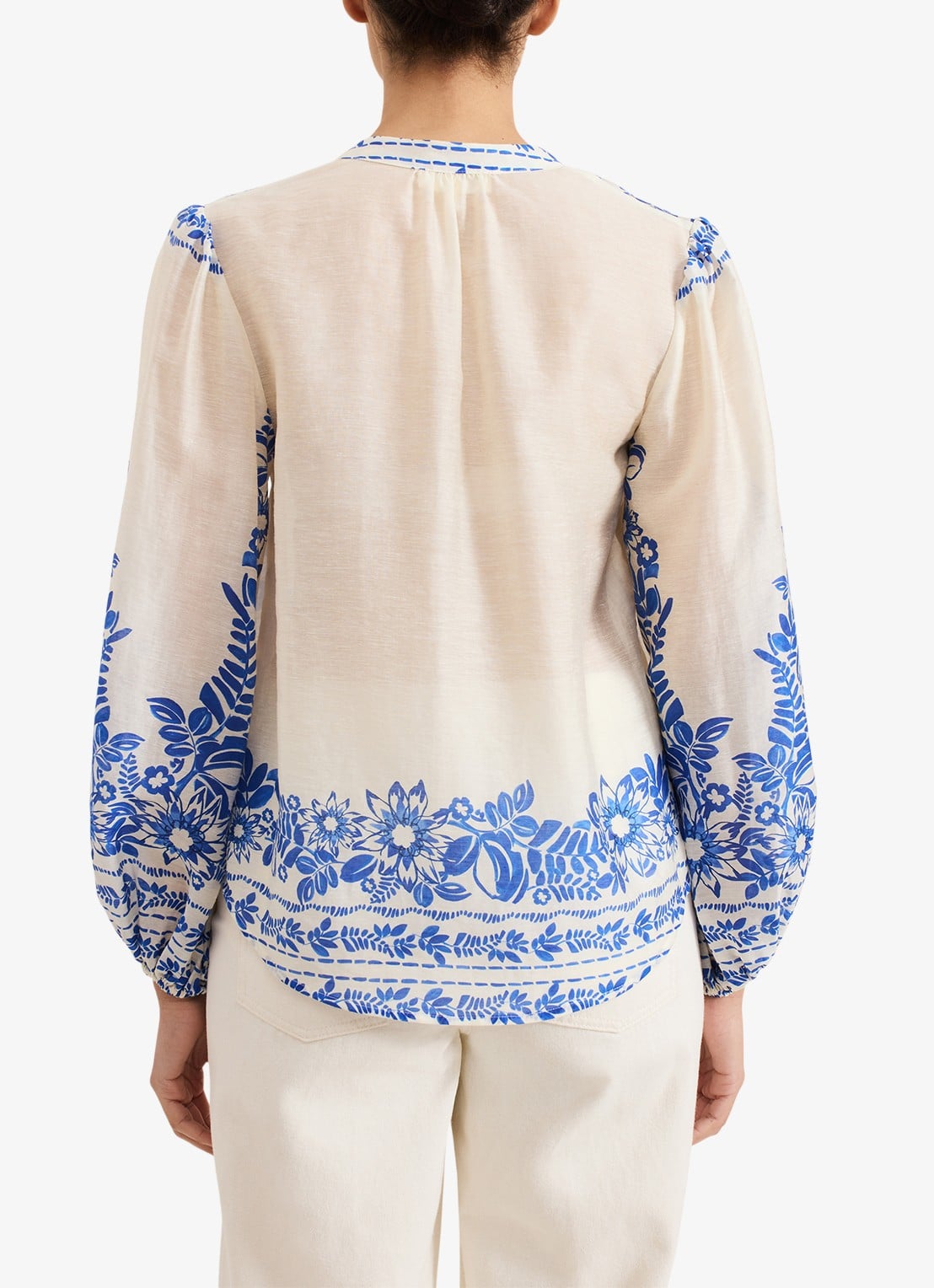 Phase Eight Marisa blouse  met bloemenprint - achterkant 6 blauw