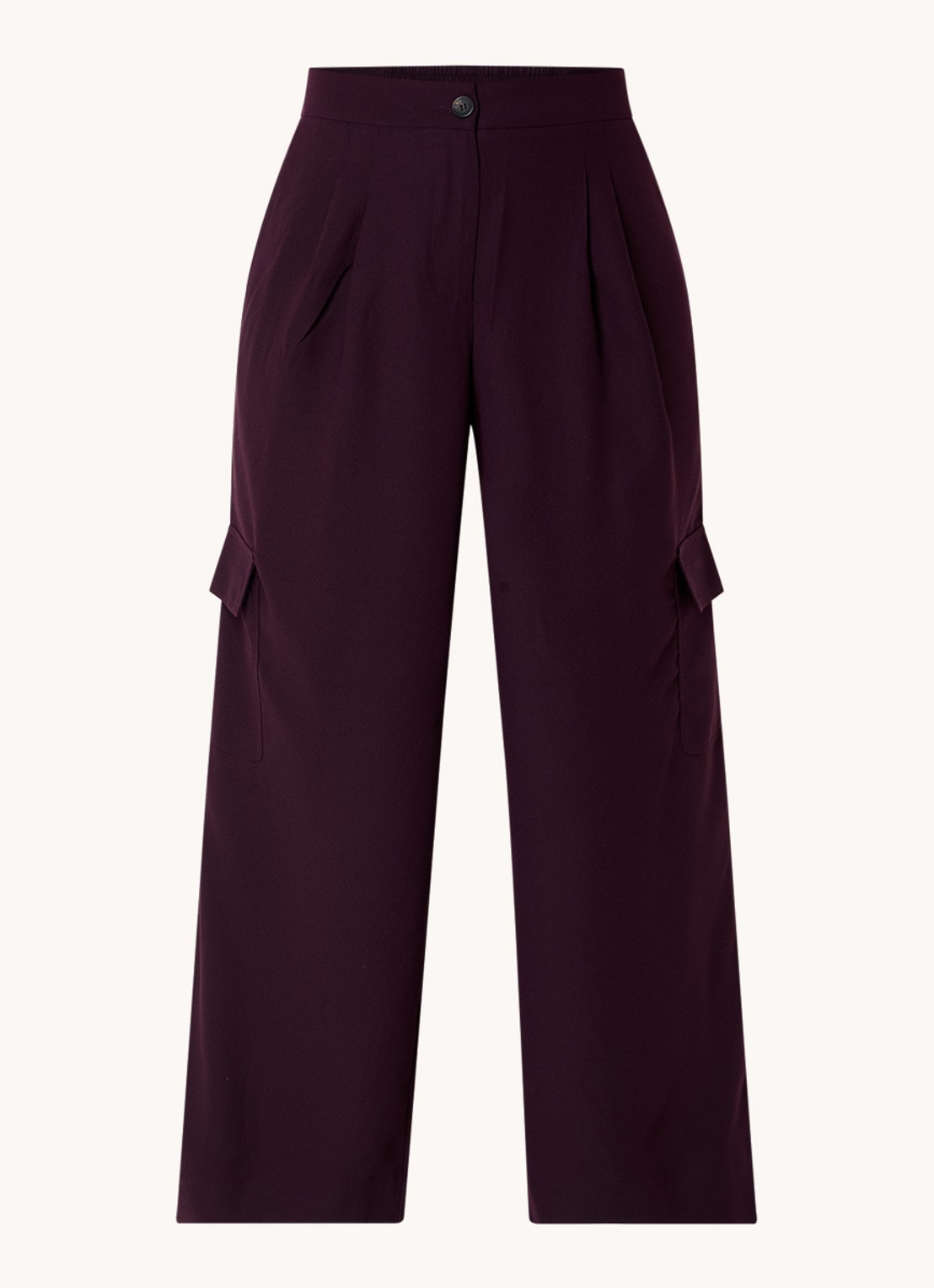 Phase Eight Marissa high waist wide fit cargobroek met steekzakken - voorkant 3 aubergine