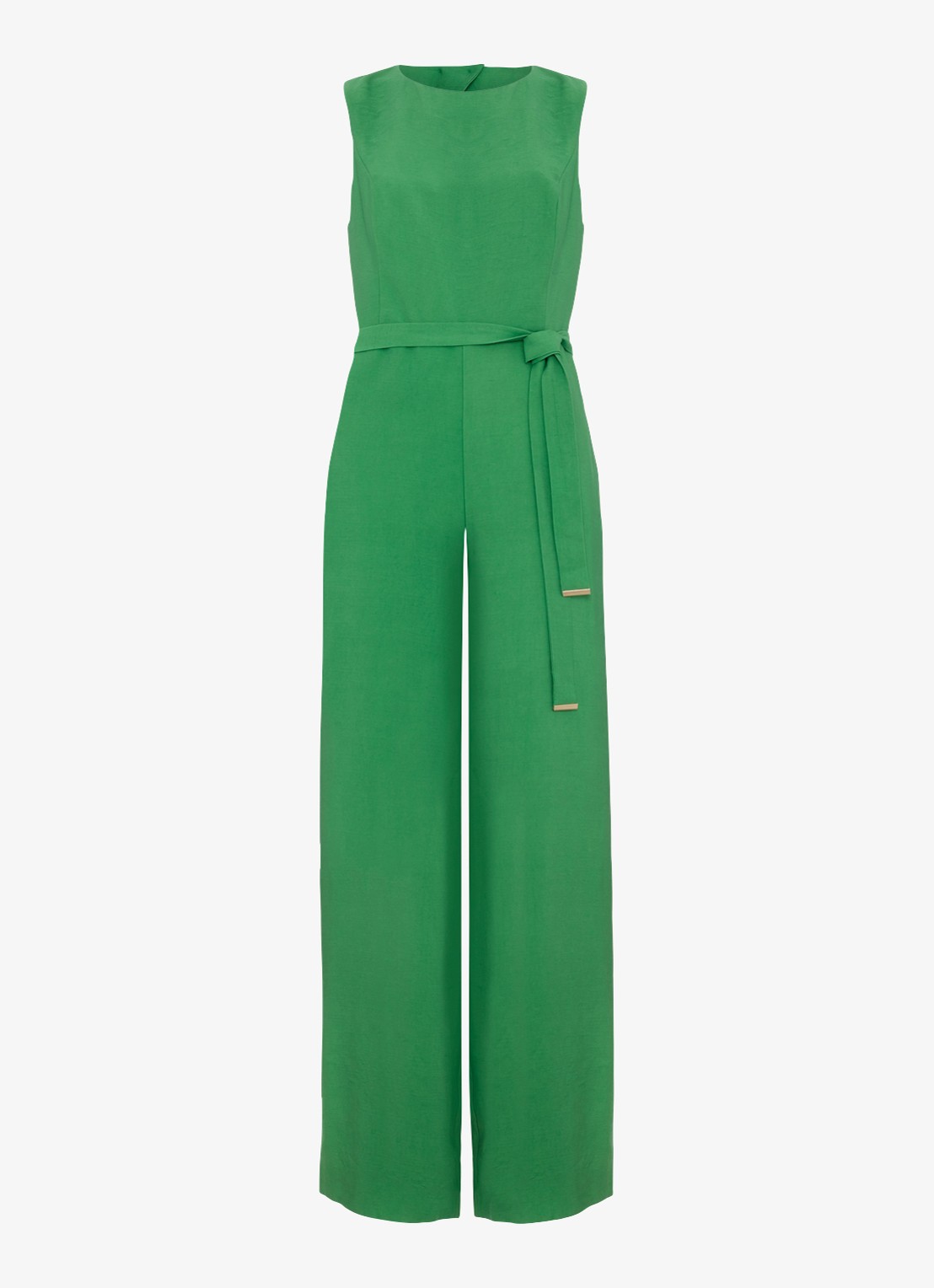 Phase Eight Marta loose fit jumpsuit met strikceintuur - voorkant groen