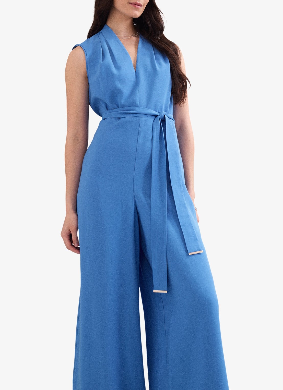 Phase Eight Marta  loose fit jumpsuit met strikceintuur - detail 2 lichtblauw