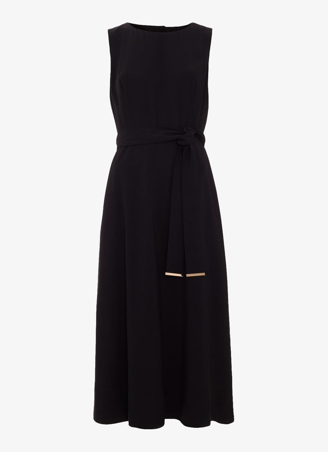 Phase Eight Marta midi jurk met strikceintuur - voorkant zwart
