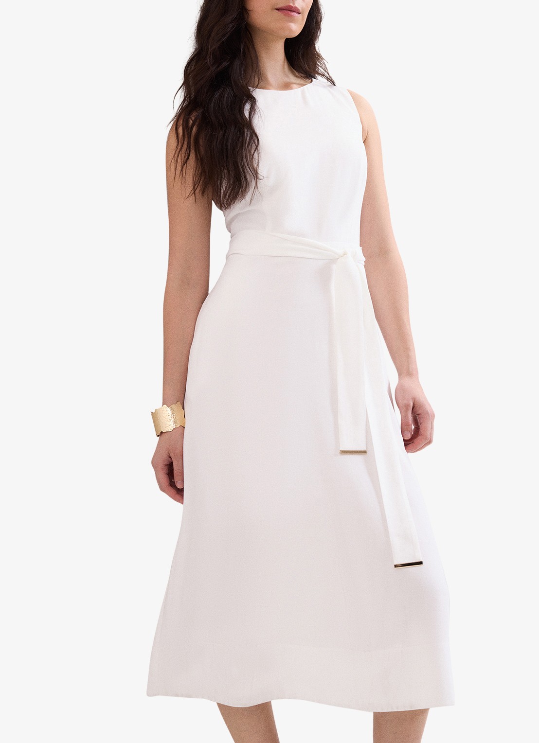 Phase Eight Marta midi jurk met strikceintuur - detail 4 wit